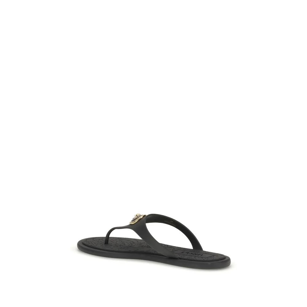 Versace Czarne sandały flip-flop z gumy