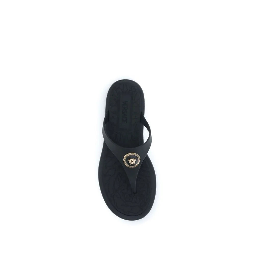 Versace Czarne sandały flip-flop z gumy