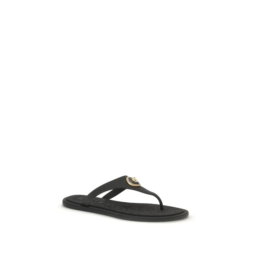 Versace Czarne sandały flip-flop z gumy
