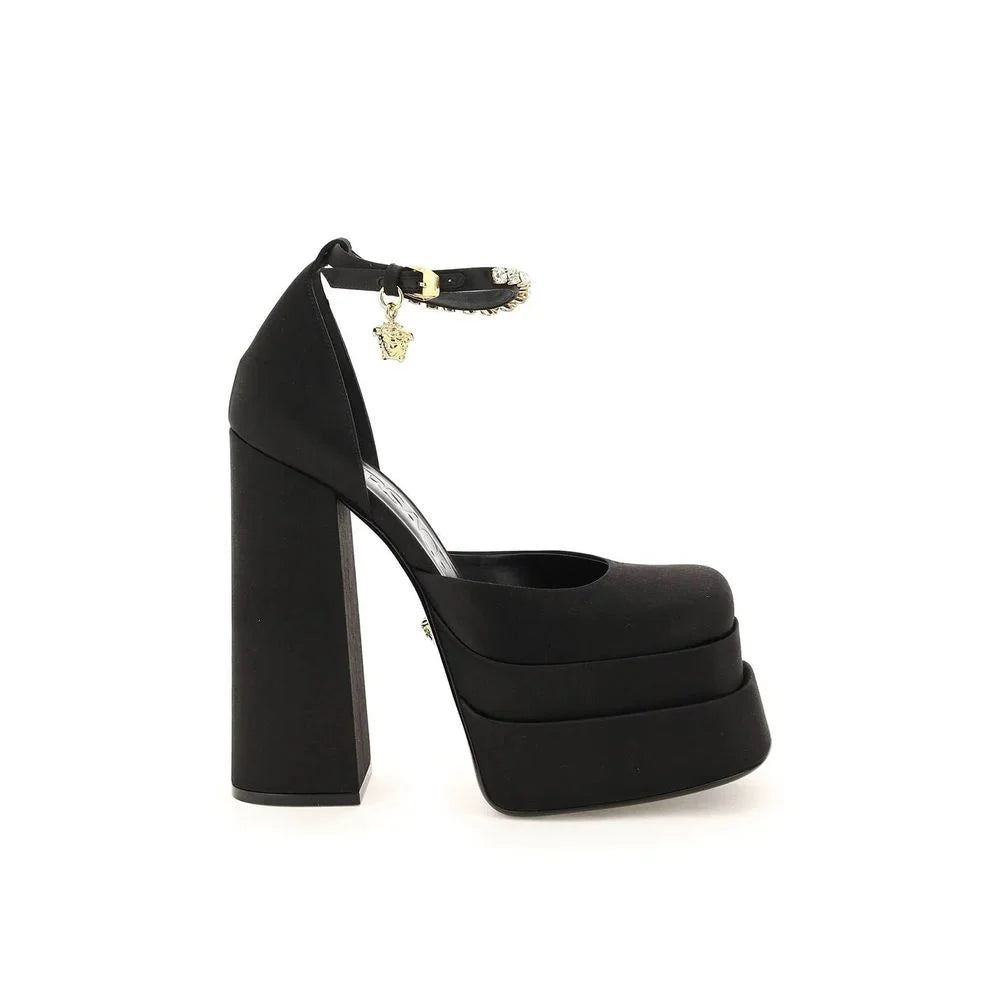 Versace Black Silk Platform Pumps - EU40/US10