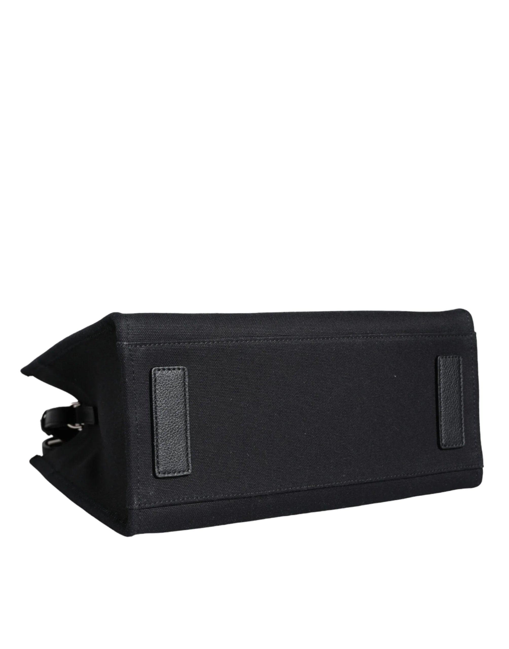 Versace Black Top Handle Canvas Leather Logo Crossbody Tote Bag - Cross Body Bags