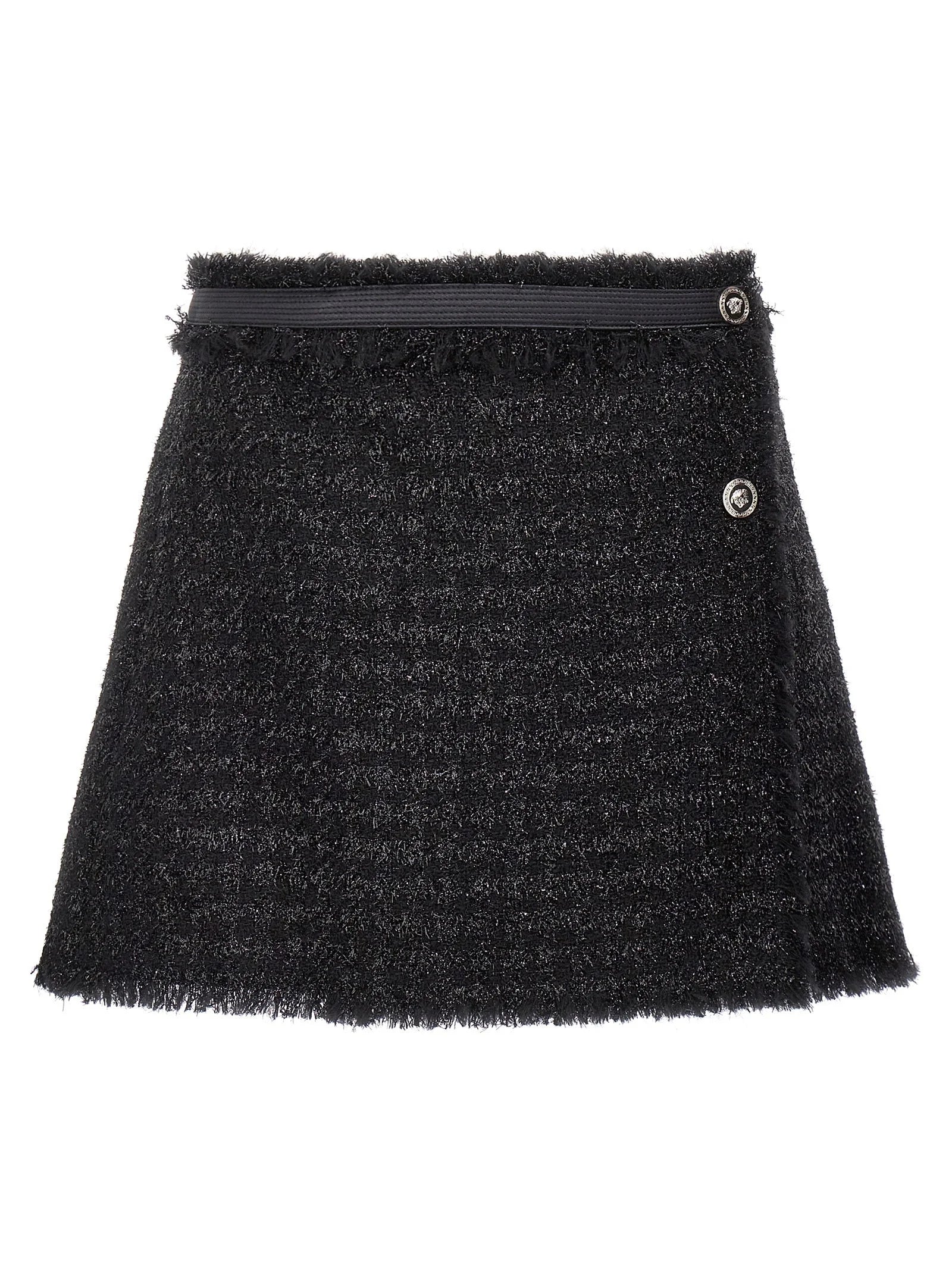 Versace Black Virgin Wool Long Skirt - IT40