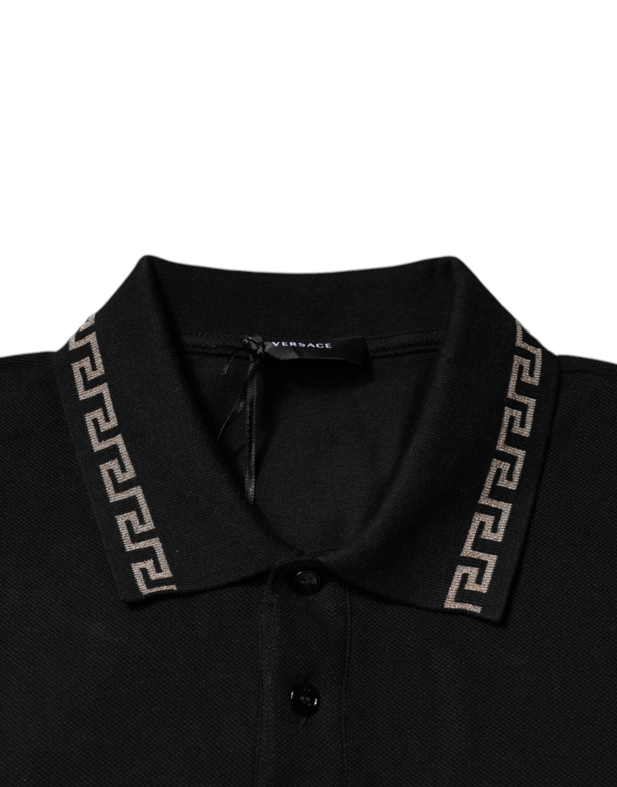 Versace Black Viscose Collared Polo Short Sleeves T-shirt - Polos