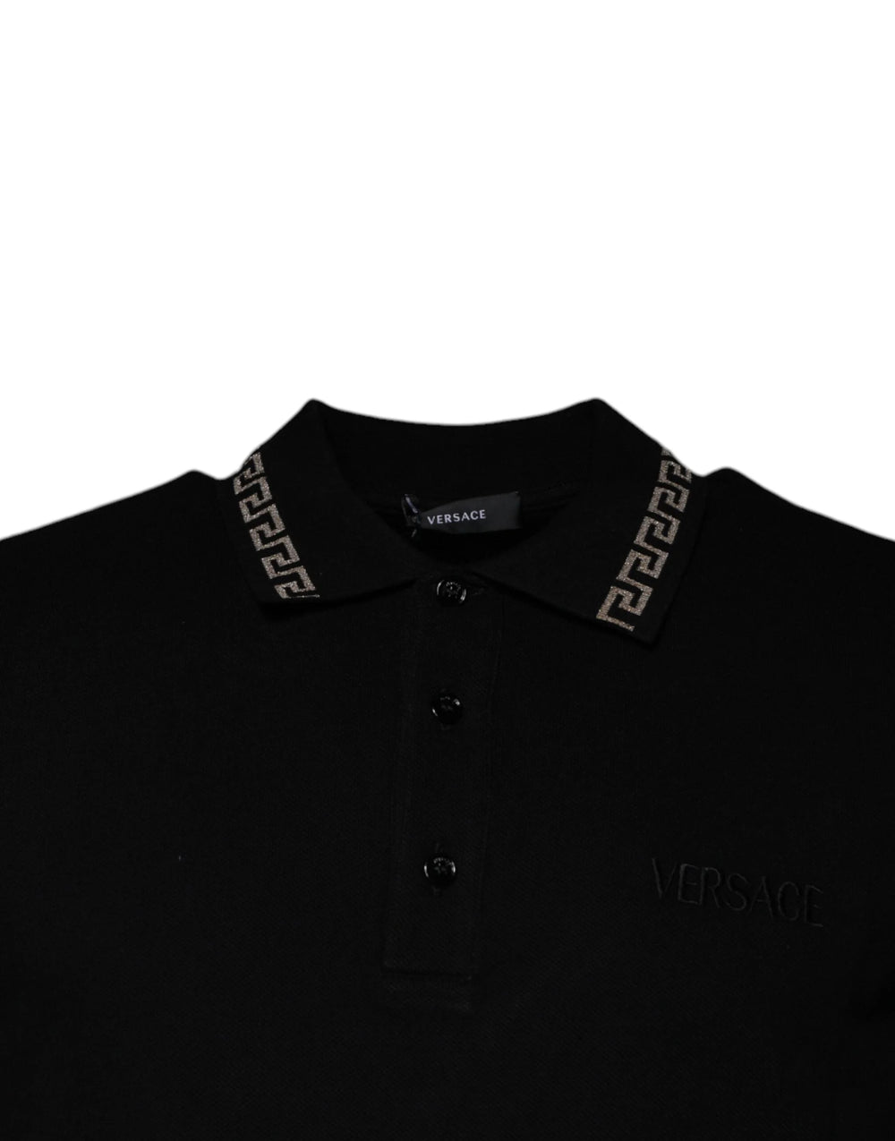 Versace Black Viscose Collared Polo Short Sleeves T-shirt - Polos