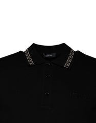Versace Black Viscose Collared Polo Short Sleeves T-shirt - Polos