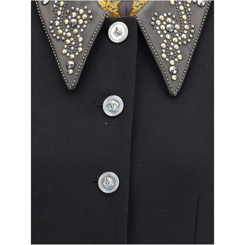 Versace Black Wool Coat - IT42 | L