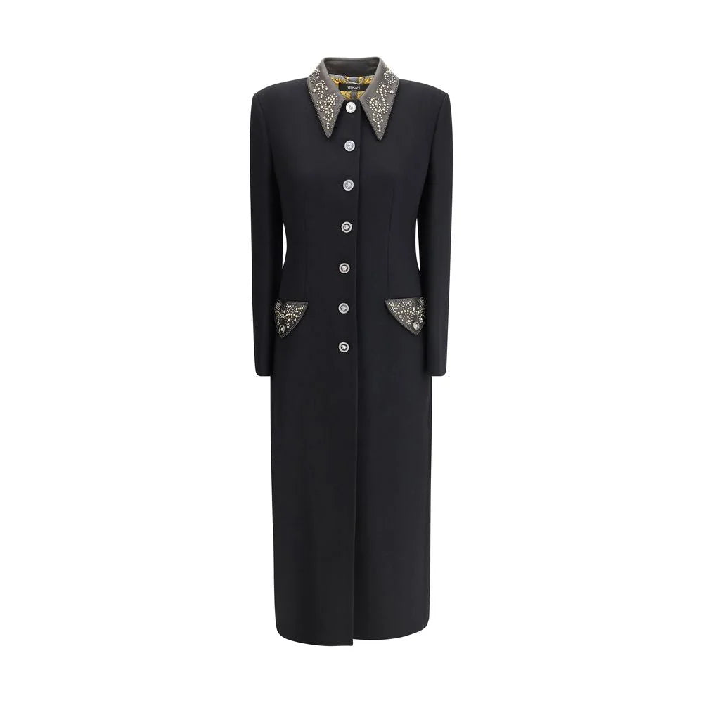 Versace Black Wool Coat - IT42 | L