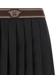 Versace Black Wool Long Skirt