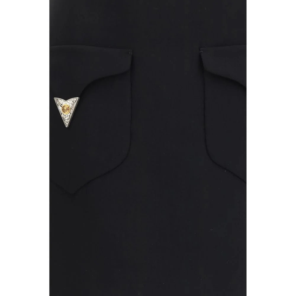 Versace Black Wool Oves Aries Mini Skirt