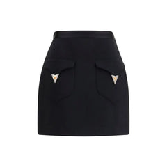 Versace Black Wool Oves Aries Mini Skirt