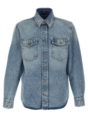Versace Blue Cotton Blouse