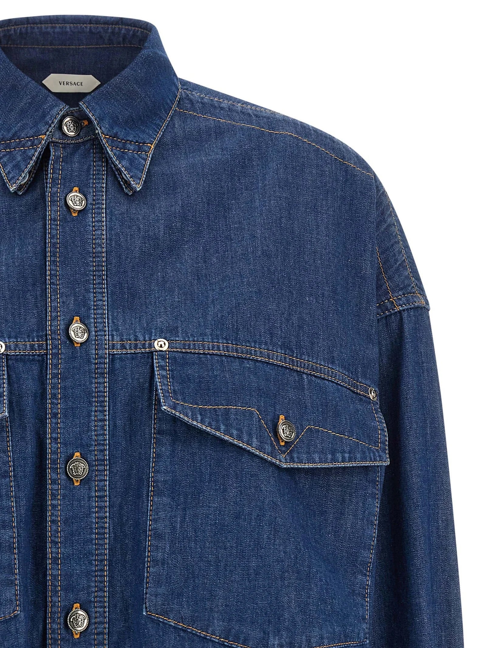 Versace Blue Cotton Blouse