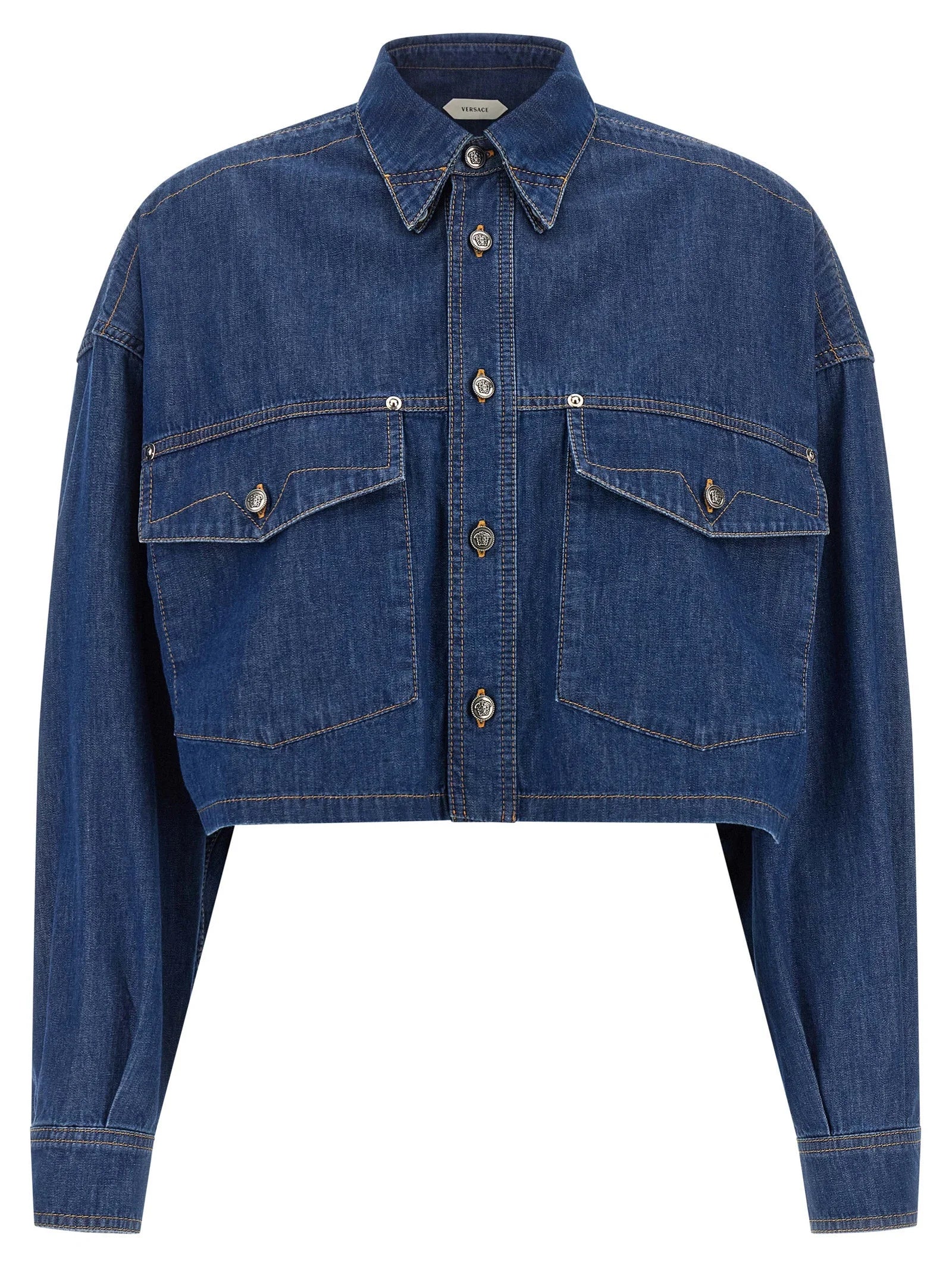 Versace Blue Cotton Blouse