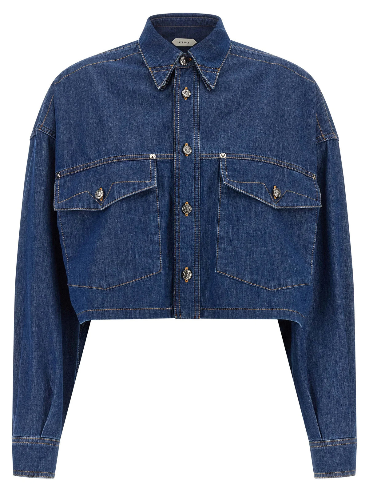 Versace Blue Cotton Blouse