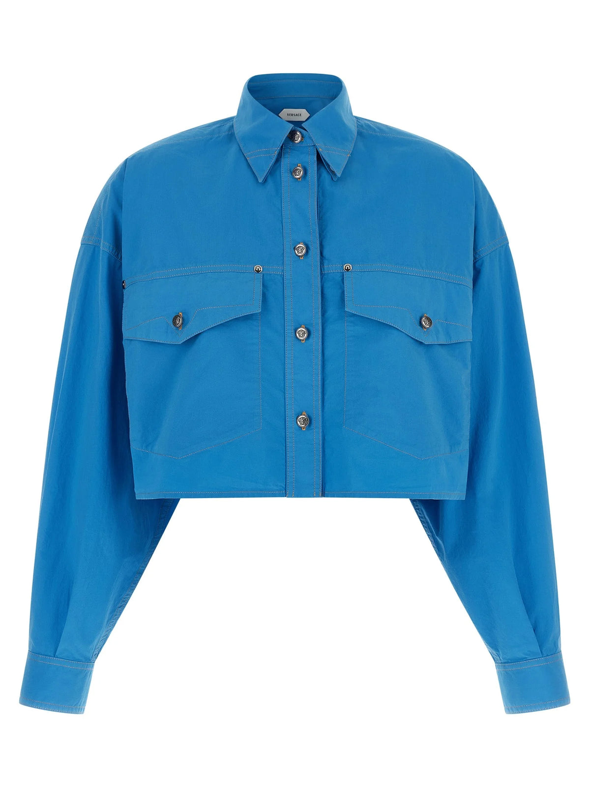 Versace Blue Cotton Blouse