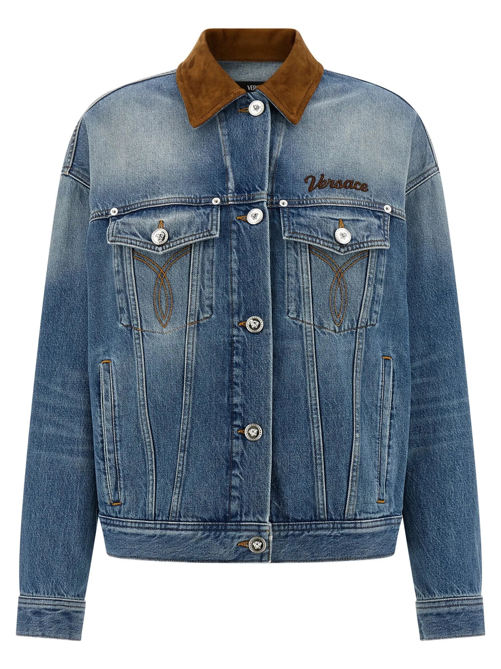 Versace Blue Cotton Denim Jacket