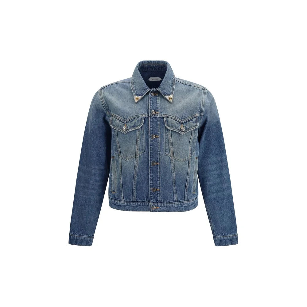 Versace Blue Cotton Denim Jacket - IT48 | M