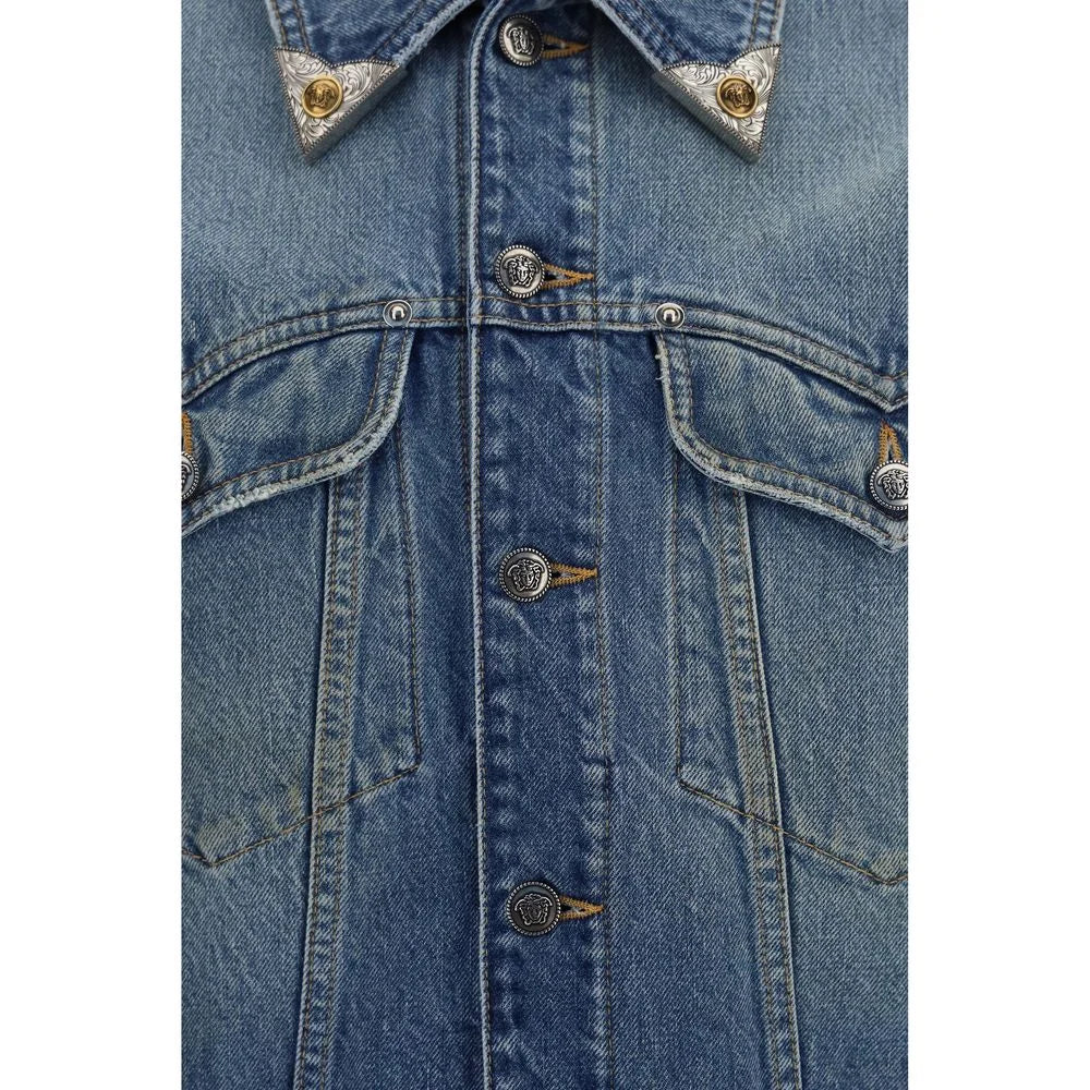 Versace Blue Cotton Denim Jacket - IT48 | M