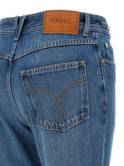 Versace Blue Cotton Flared Jeans