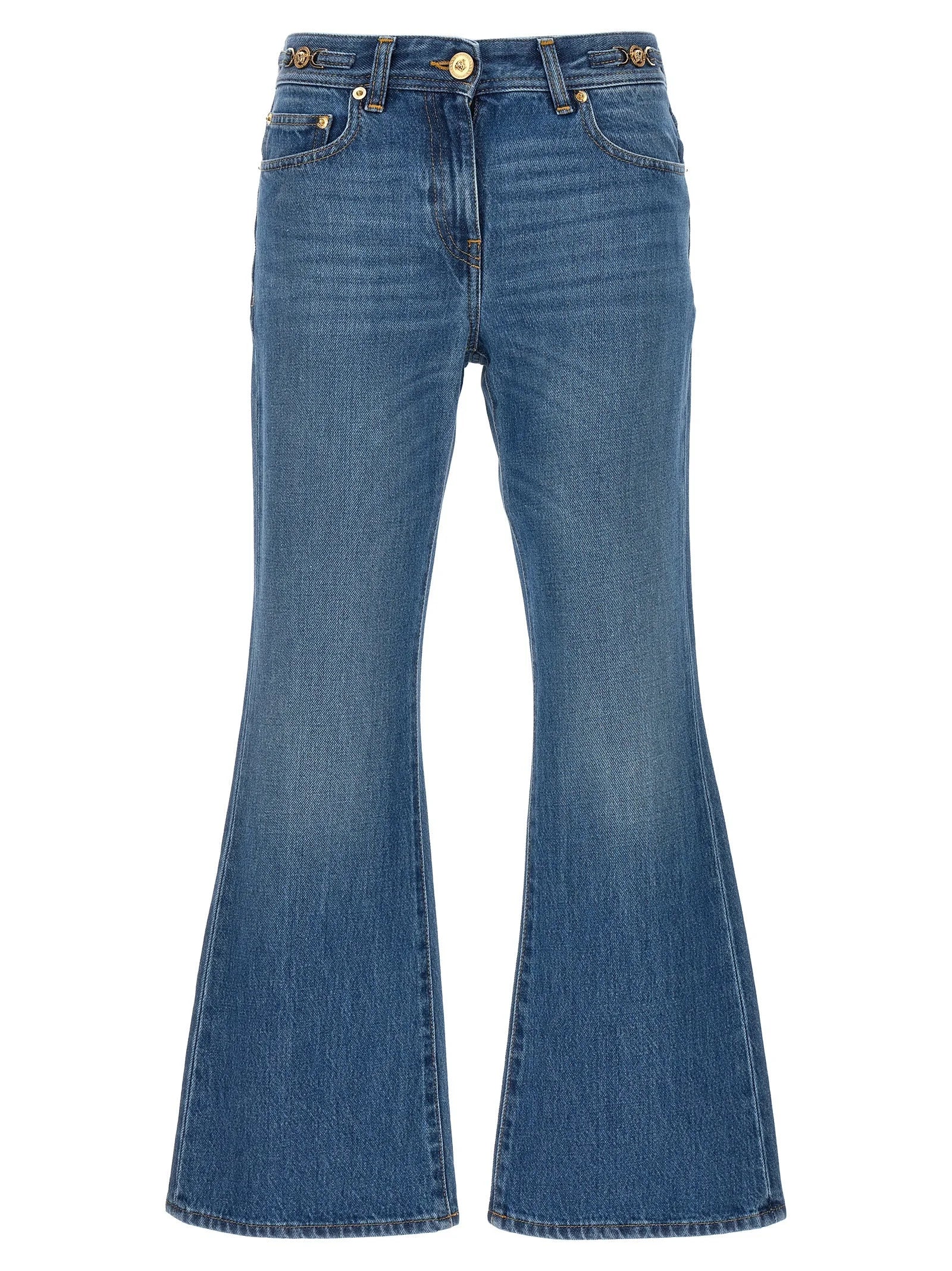 Versace Blue Cotton Flared Jeans