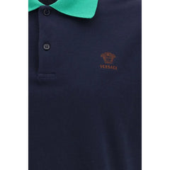 Versace Blaues Baumwollpolohemd