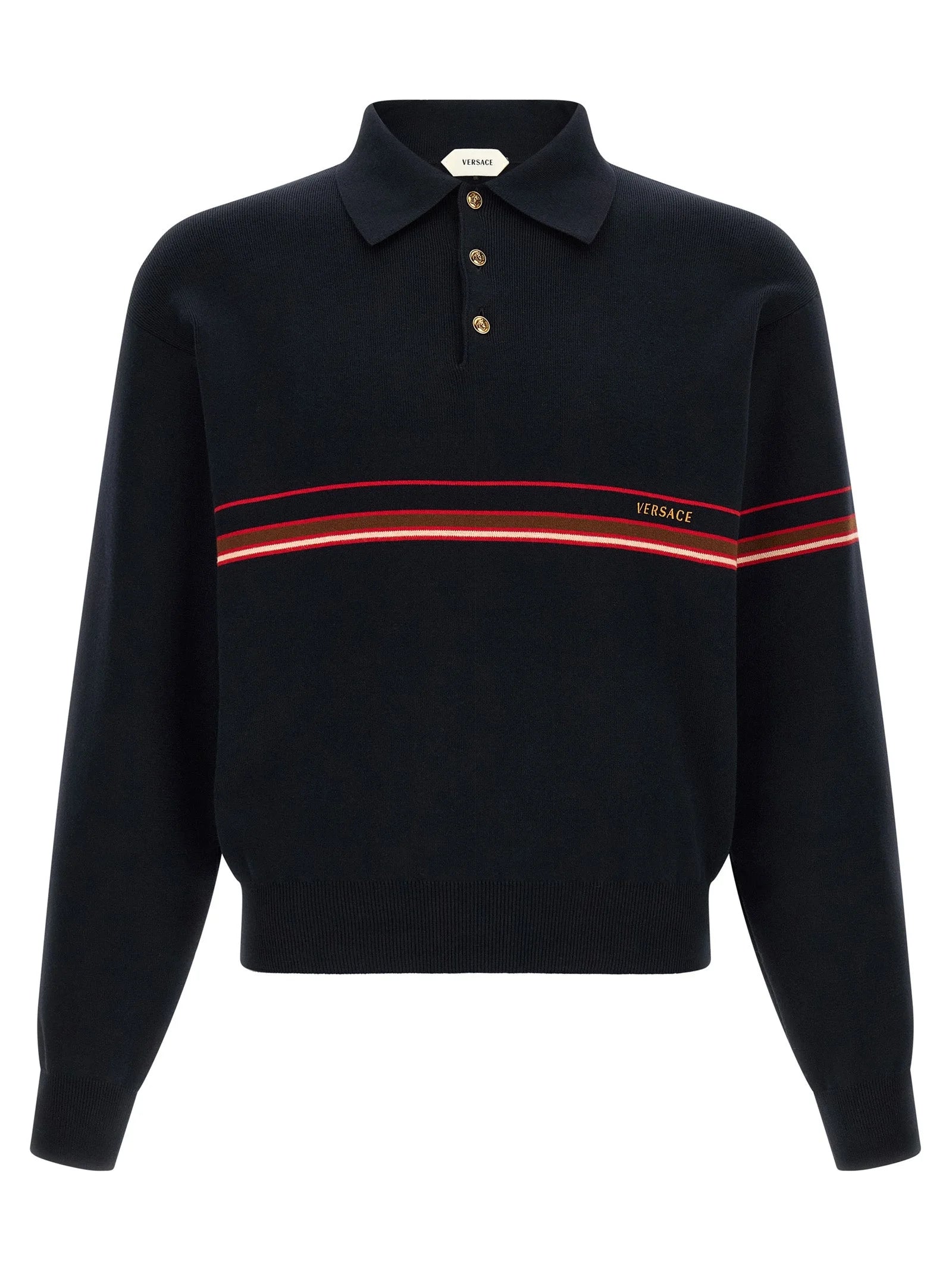 Versace Blue Cotton Polo Shirt