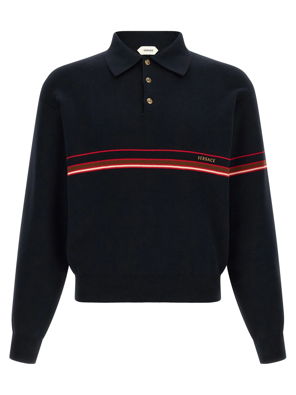 Versace Blue Cotton Polo Shirt