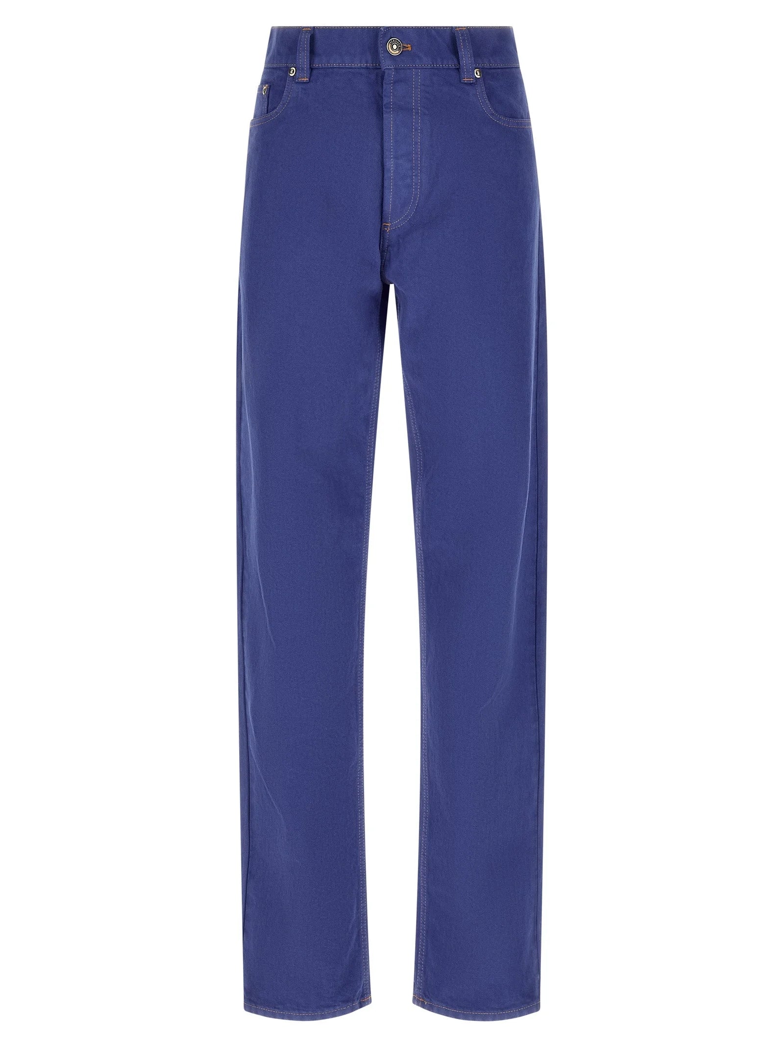 Versace Blue Cotton Straight-Leg Jeans