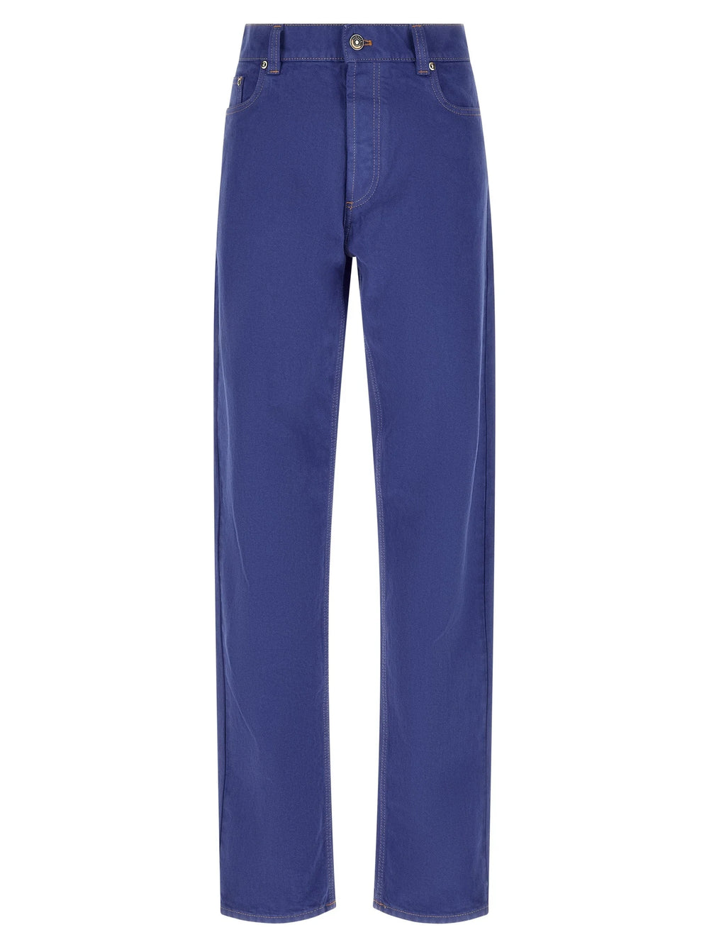 Versace Blue Cotton Straight-Leg Jeans