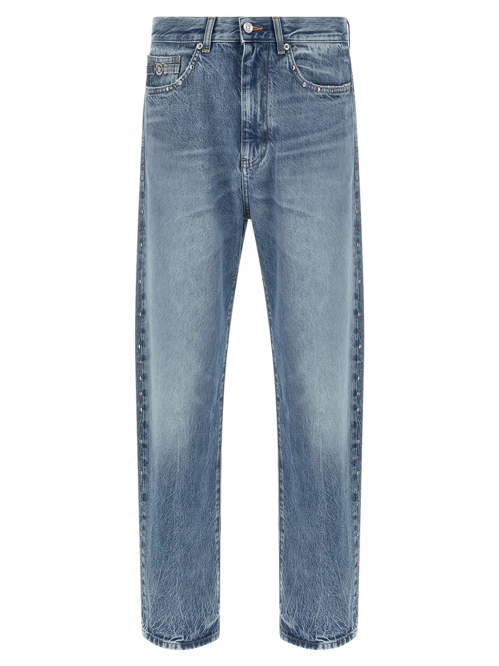 Versace Blue Cotton Straight-Leg Jeans
