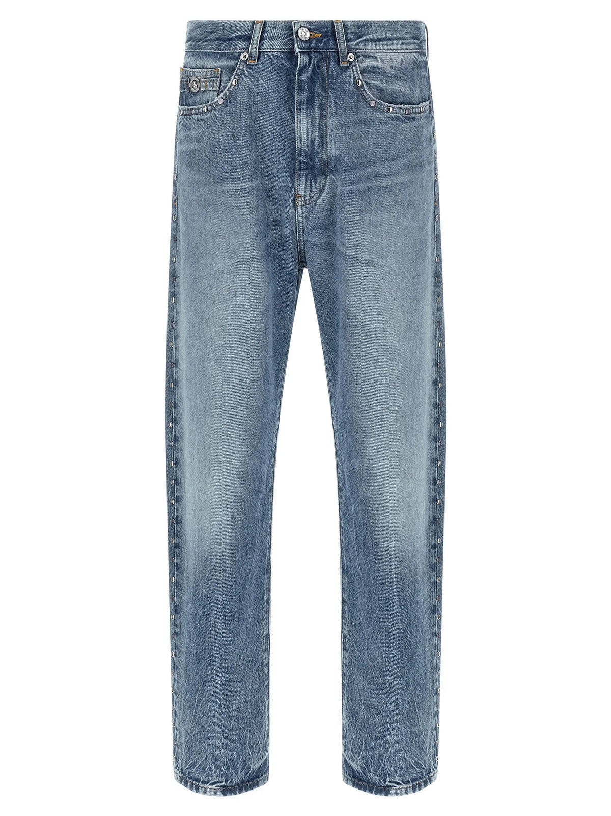 Versace Blue Cotton Straight-Leg Jeans
