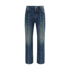 Versace Blue Cotton Straight-Leg Jeans