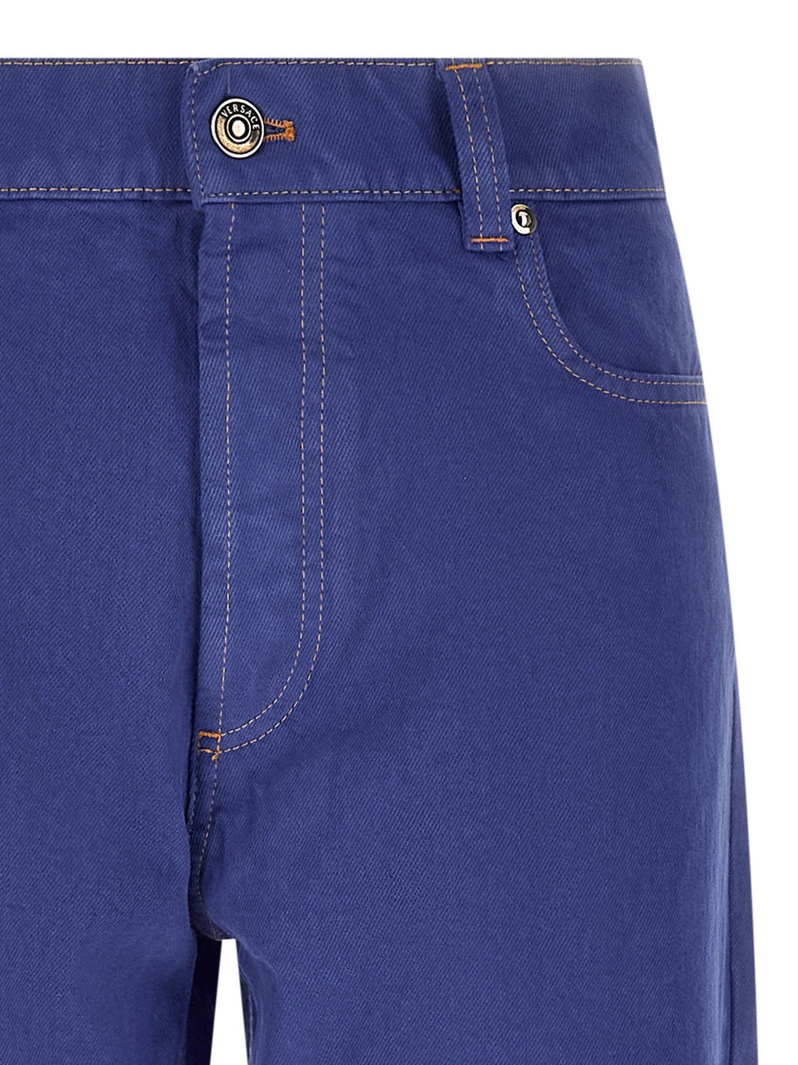 Versace Blue Cotton Straight-Leg Jeans