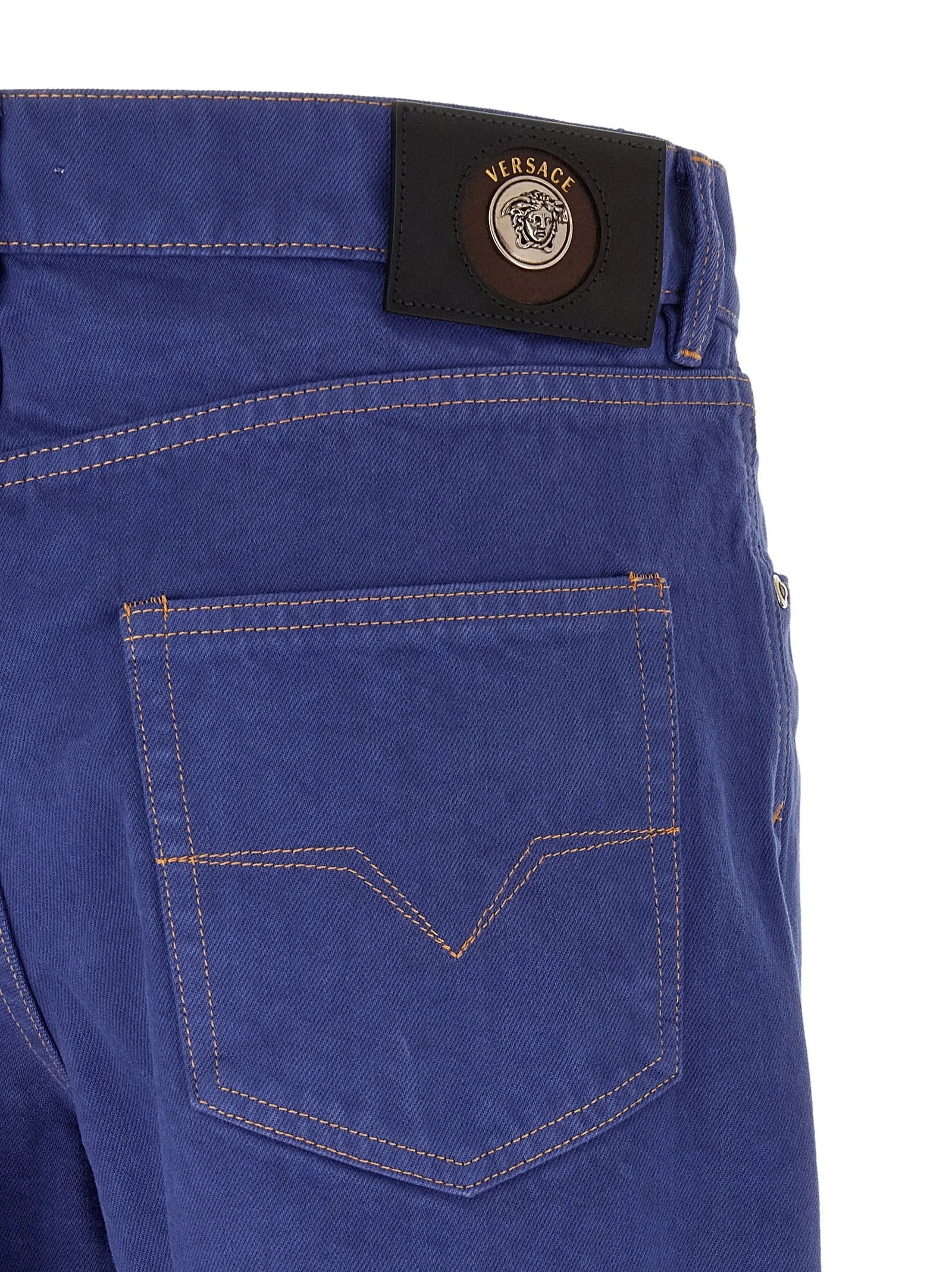 Versace Blue Cotton Straight-Leg Jeans