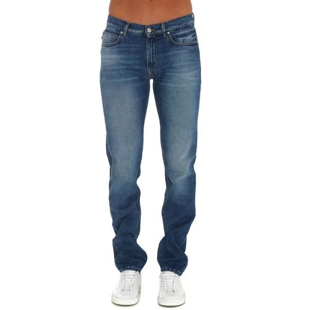 Versace Blue Cotton Straight-Leg Jeans - W32