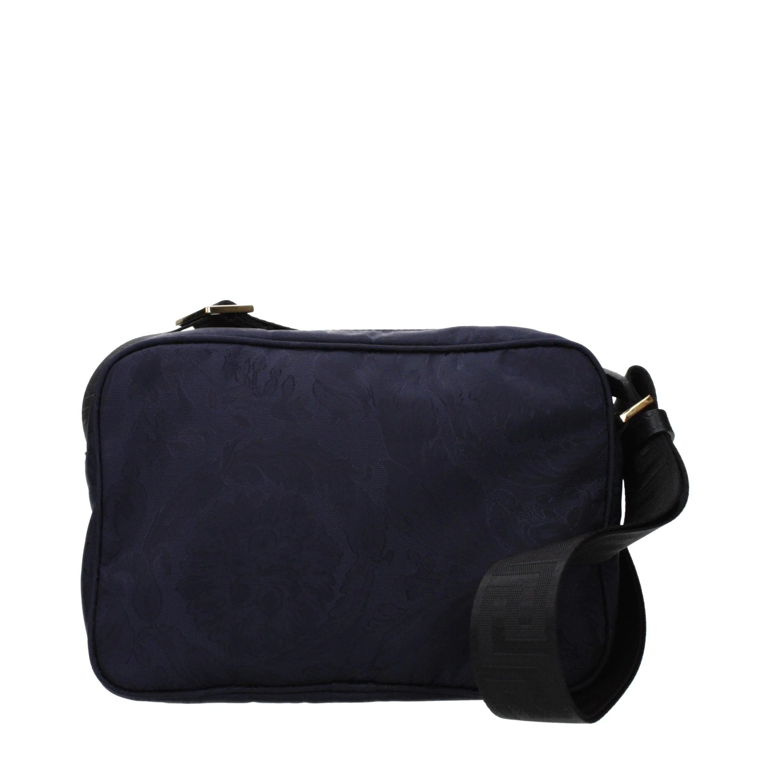 Versace Blauwe Stof Kruisbody Tas