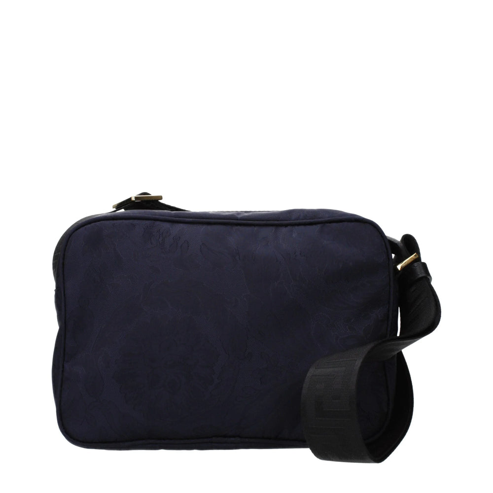 Versace Blauwe Stof Kruisbody Tas