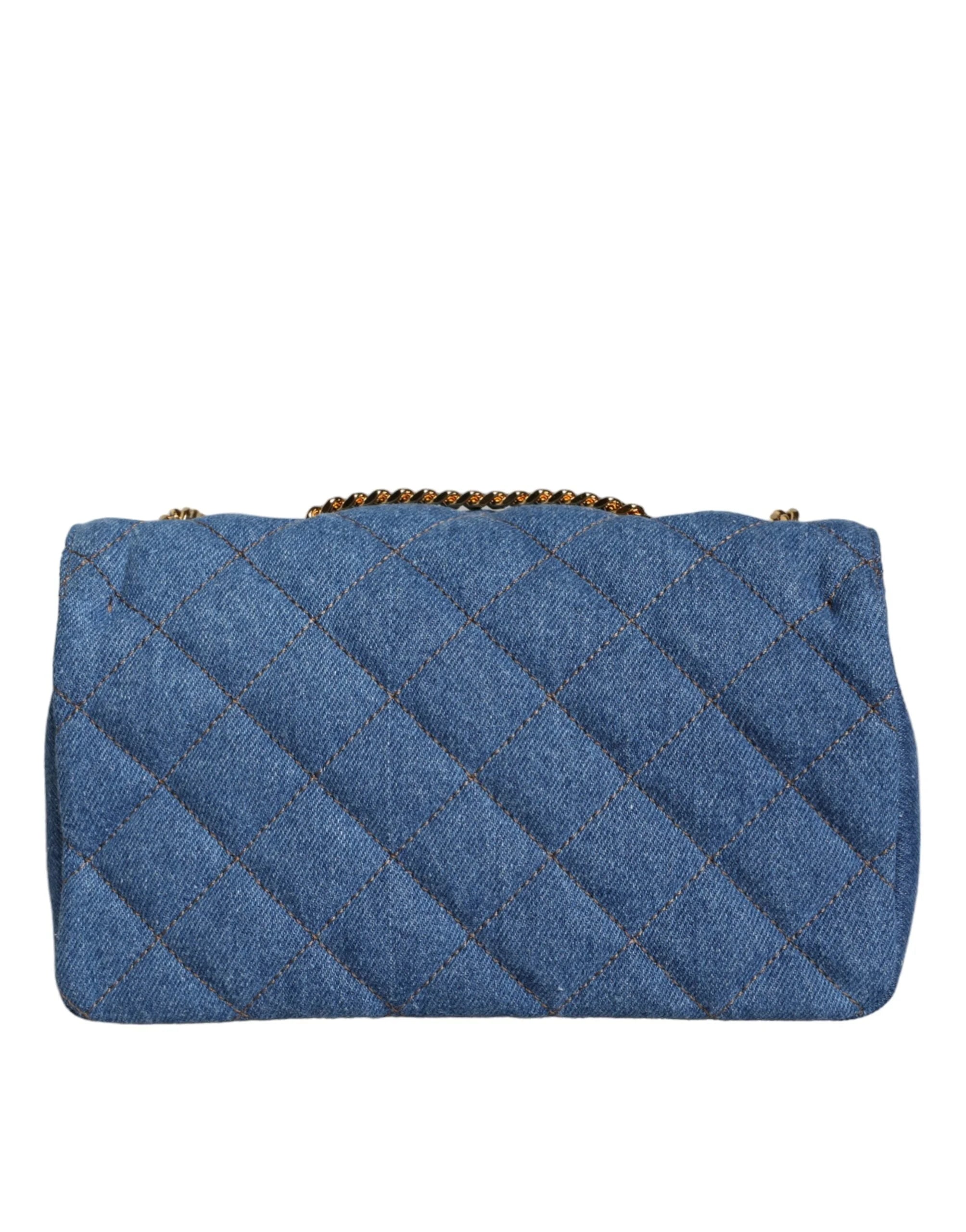 Versace Blue Quilted Denim Leather Crossbody Shoulder Bag - Cross Body Bags