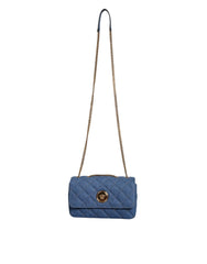 Versace Blue Quilted Denim Leather Crossbody Shoulder Bag - Cross Body Bags