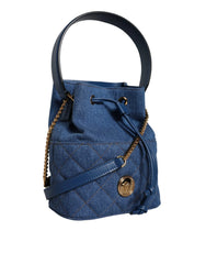 Versace Blue Quilted Denim Leather Crossbody Shoulder Bag - Cross Body Bags