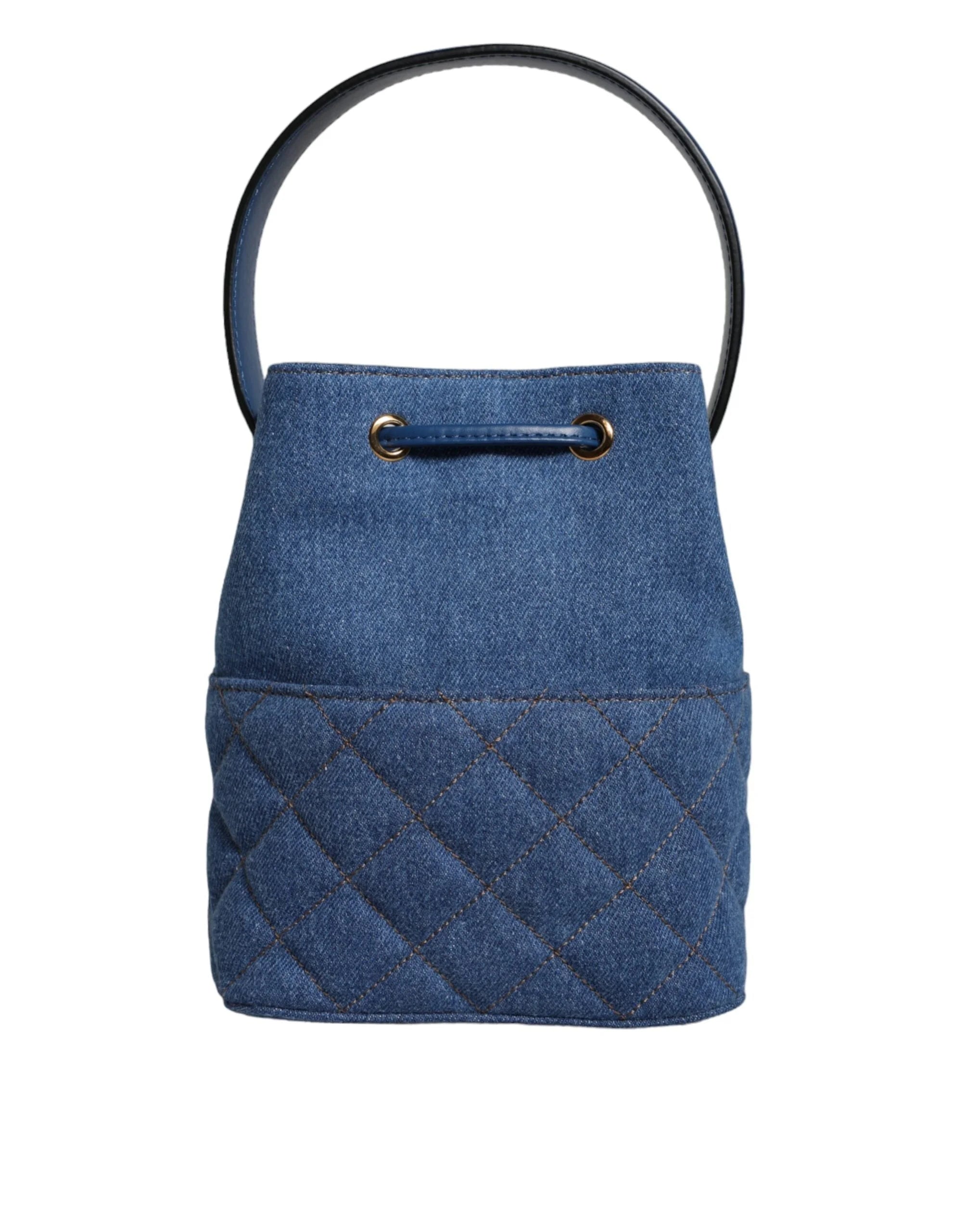 Versace Blue Quilted Denim Leather Crossbody Shoulder Bag - Cross Body Bags