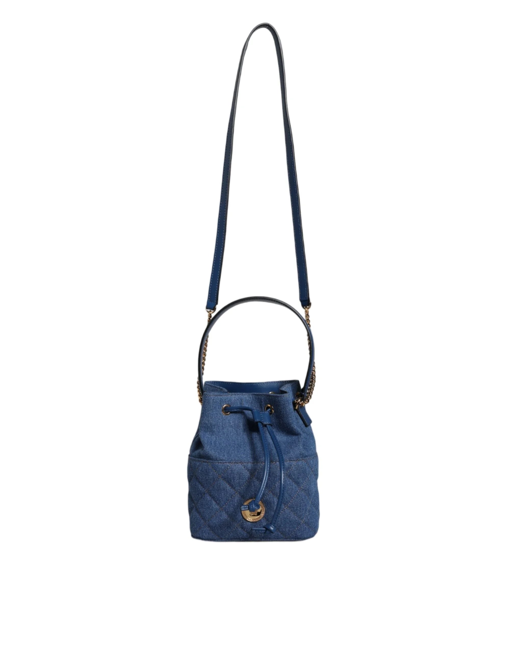 Versace Blue Quilted Denim Leather Crossbody Shoulder Bag - Cross Body Bags
