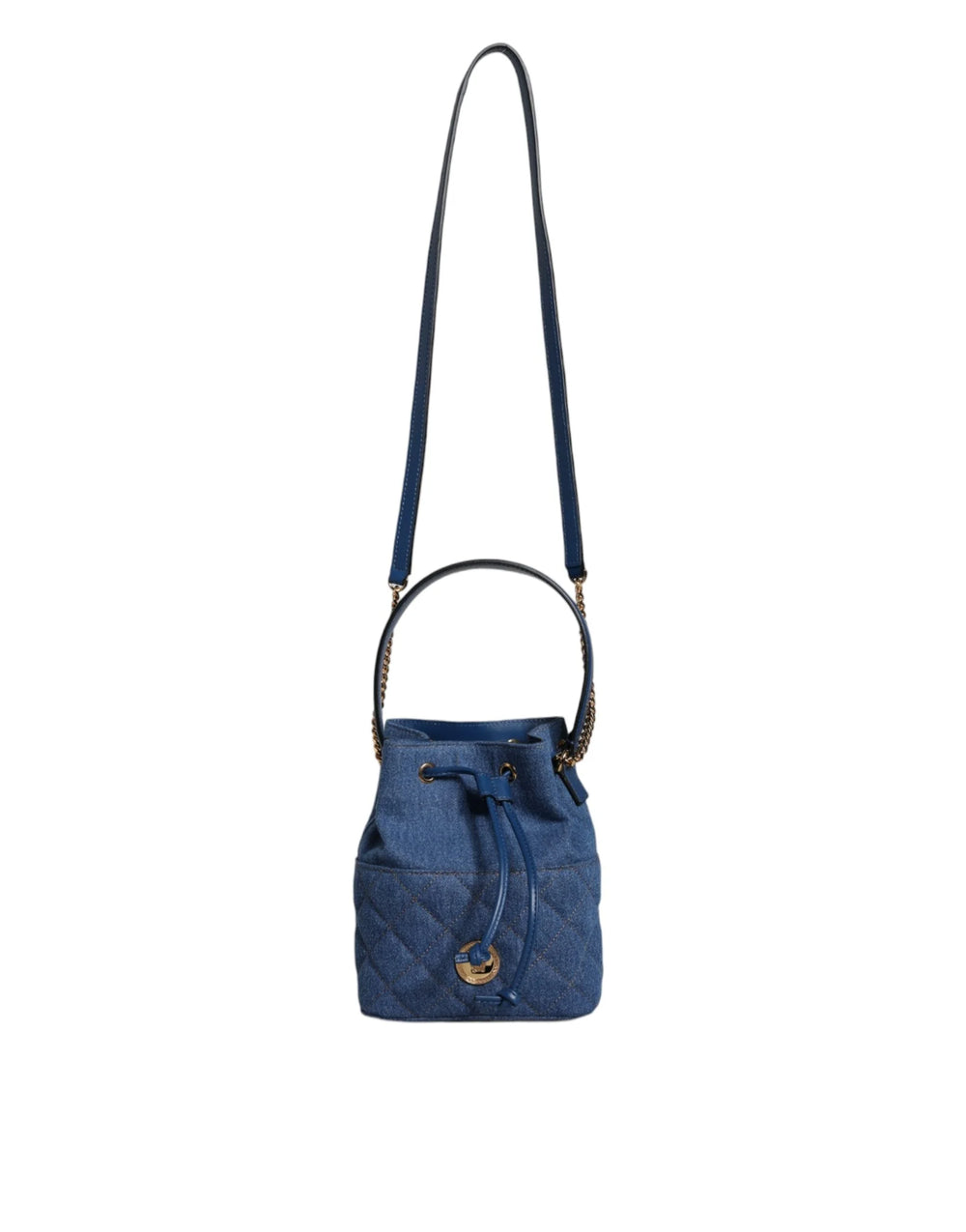 Versace Blue Quilted Denim Leather Crossbody Shoulder Bag - Cross Body Bags