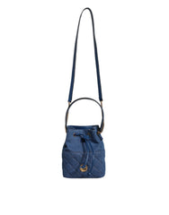 Versace Blue Quilted Denim Leather Crossbody Shoulder Bag - Cross Body Bags