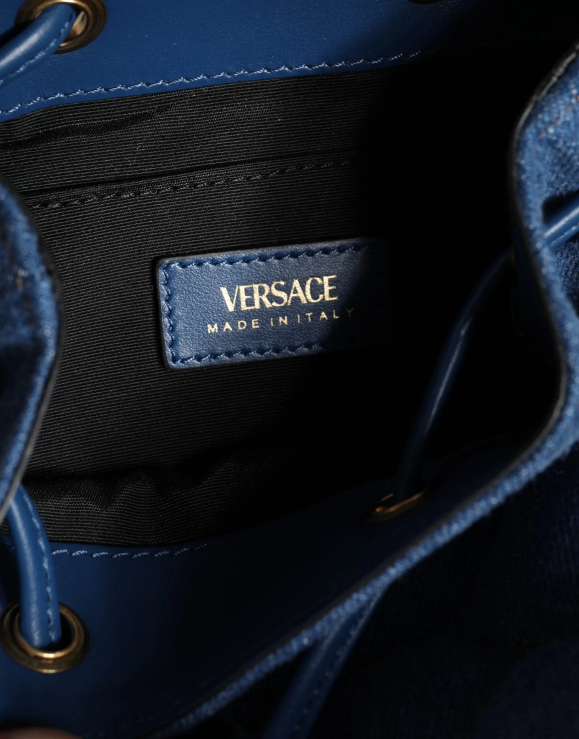 Versace Blue Quilted Denim Leather Crossbody Shoulder Bag - Cross Body Bags