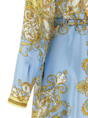 Versace Blue Silk Midi Dress - IT46