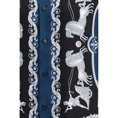 Versace Blue Silk Pattern Shirt