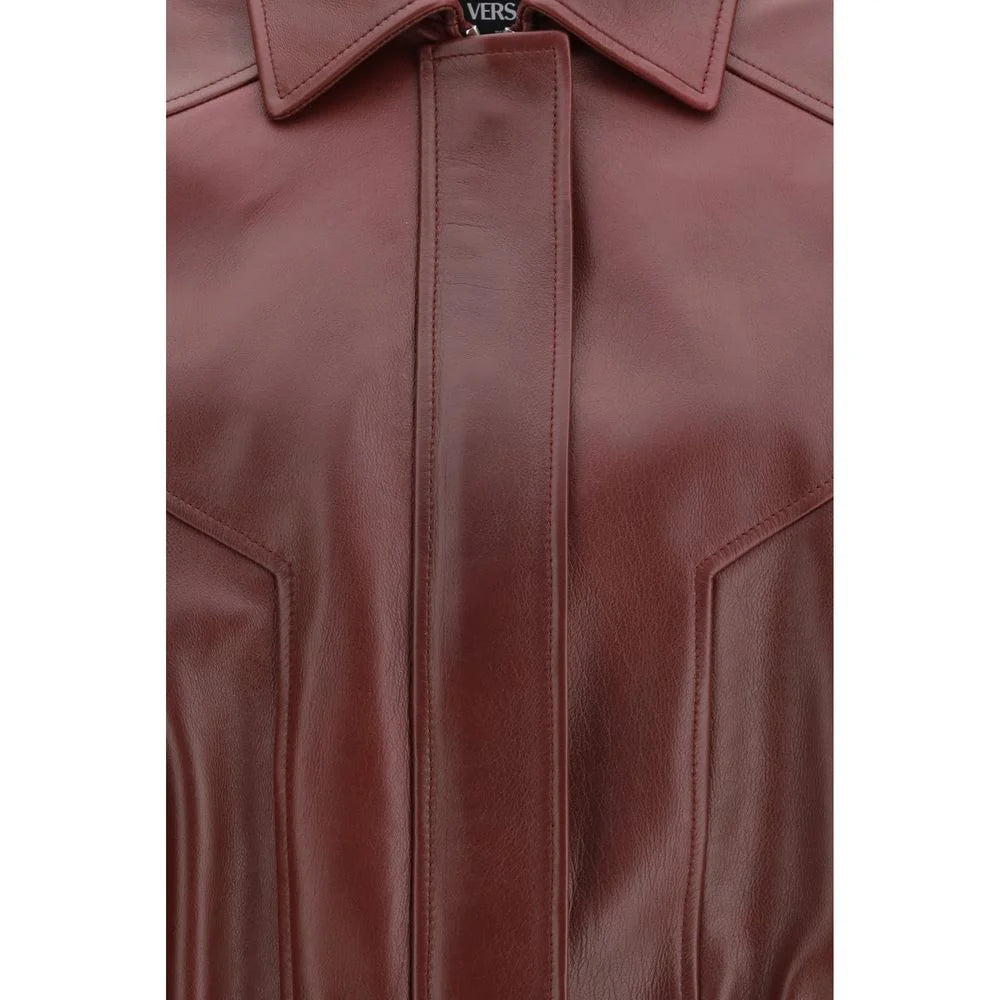 Versace Bordeaux Leather Jacket - IT40 | M