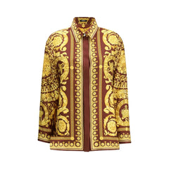Versace Bordeaux Silk Pattern Shirt - IT42 | L