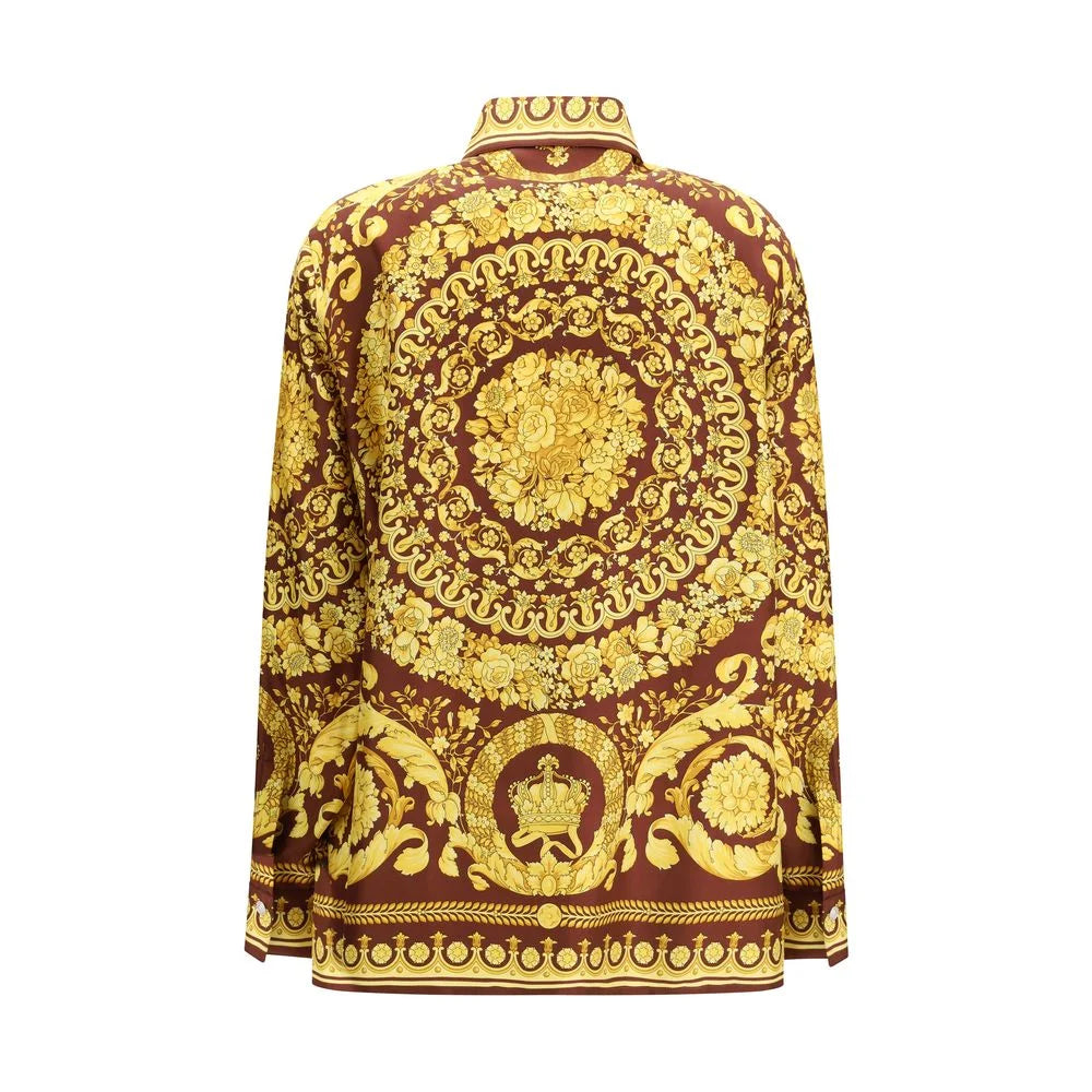 Versace Bordeaux Silk Pattern Shirt - IT42 | L